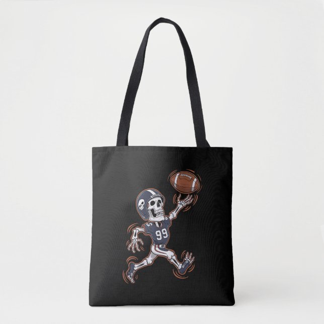 American Football Skeleton Halloween Football  Tote Bag (Front)