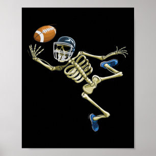 American Football Skeleton Halloween Men Boys Foot Poster