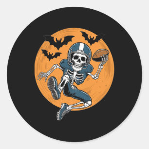 American Football Skeleton Halloween Sport Fantasy Classic Round Sticker