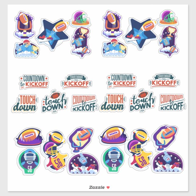 American Football Slogans, Colourful Fun Boys Girl (Sheet)