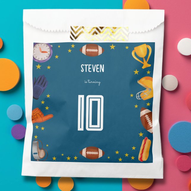 American football sport ball blue kids birthday favour bag (Creator Uploaded)
