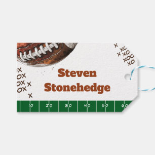 American football sport ball kids birthday gift tags