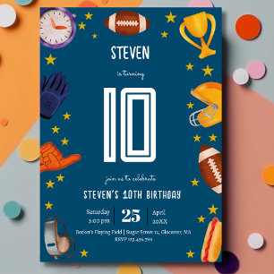 American football sport ball kids birthday invitation