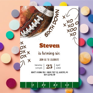 American football sport ball kids birthday invitation