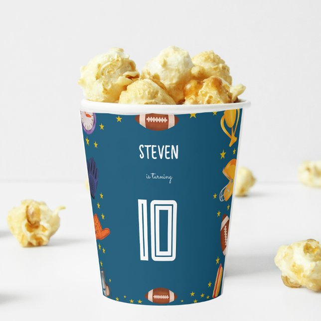 American football sport ball kids birthday paper cups (Creator Uploaded)