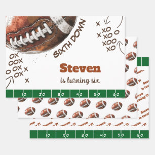 American football sport ball kids birthday wrapping paper sheet