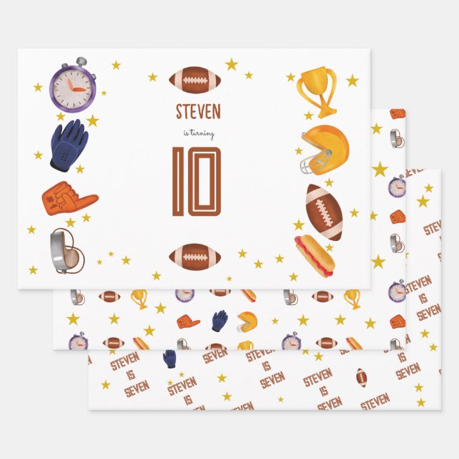 American football sport ball kids birthday wrapping paper sheet (Set)