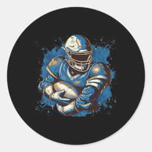 American Football Sports Athlete Outfit For Boys A Classic Round Sticker