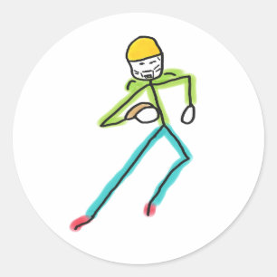American Football Stickman Classic Round Sticker