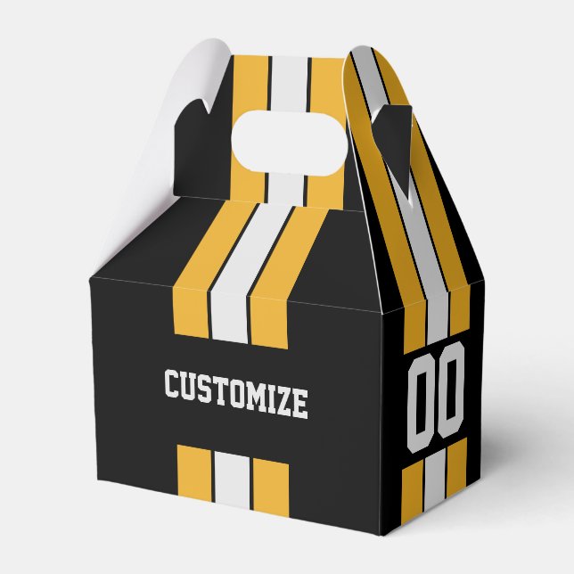 American Football Team Colours Black And Yellow Favour Box (Front Side)