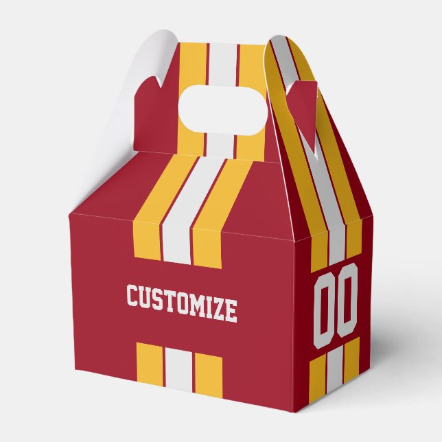 American Football Team Colours Red And Yellow Favour Box (Front Side)