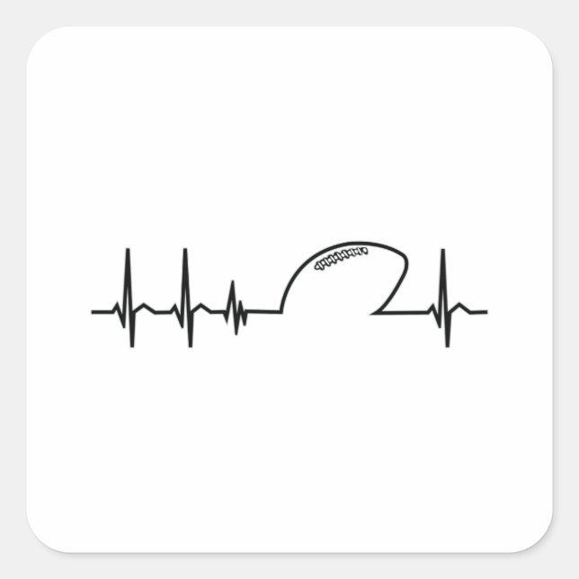 American Football Team Heart Heartbeat Gift Idea Square Sticker (Front)