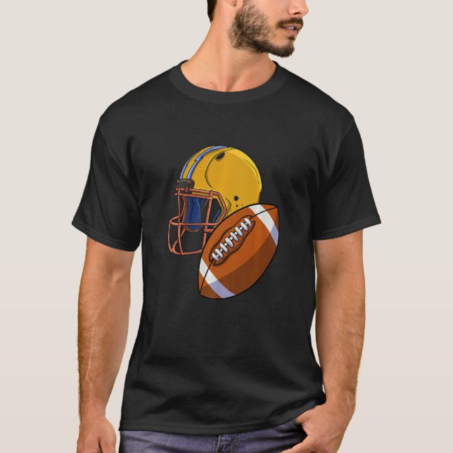 American Football Team  Men Football Helmet & Ball T-Shirt (Front)