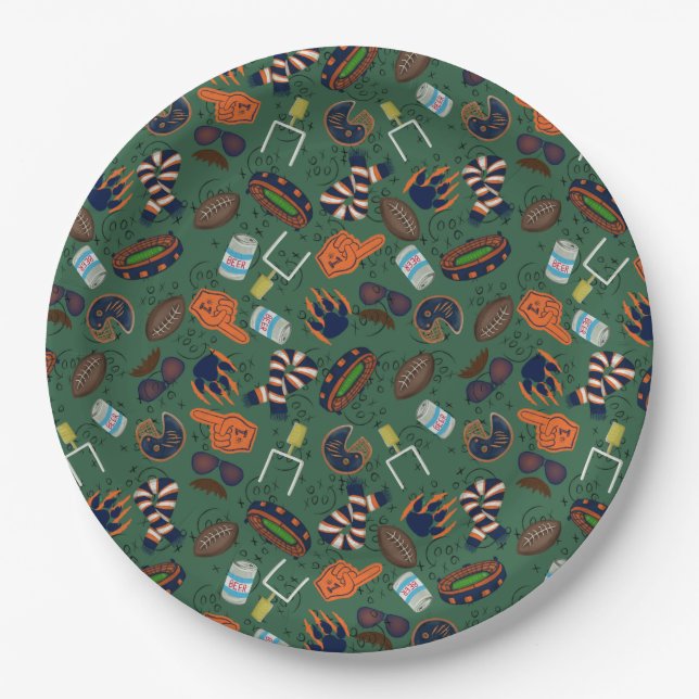 American Football team Orange and Blue Paper Plate (Front)