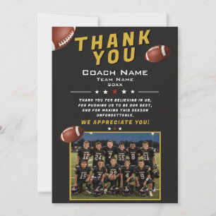 American Football Team Photo Coach Thank You Card