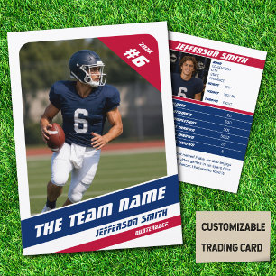 American Football Team Trading Card Red White Blue