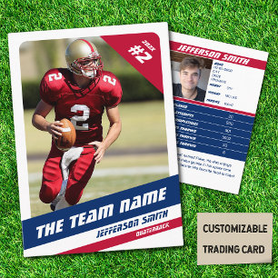 American Football Team Trading Card Red White Blue
