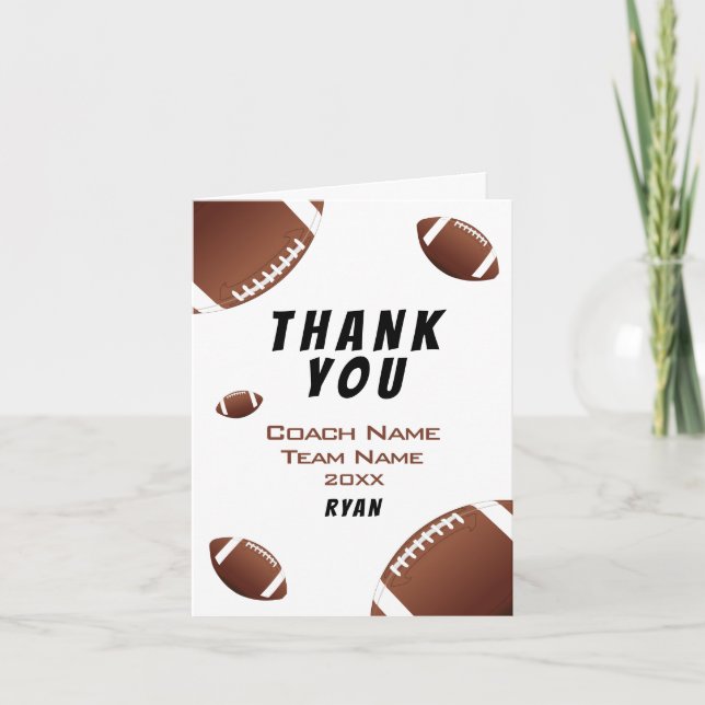 American Football Thank you Coach Card (Front)