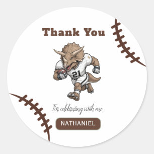 American Football Triceratops dinosaur birthday Classic Round Sticker
