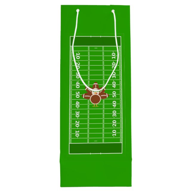 American Football Turkey Day Thanksgiving Sports Wine Gift Bag (Back)