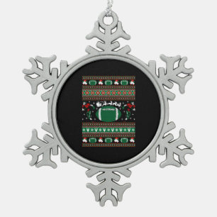 American Football Ugly Christmas Sweater Snowflake Pewter Christmas Ornament