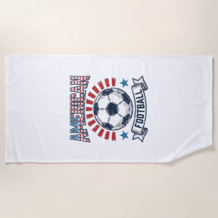 American Football Vintage Soccer Ball Shirt Design Beach Towel