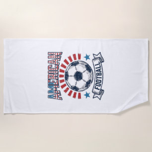 American Football Vintage Soccer Ball Shirt Design Beach Towel