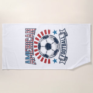 American Football Vintage Soccer Ball Shirt Design Beach Towel