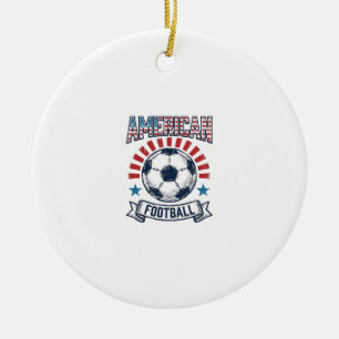 American Football Vintage Soccer Ball Shirt Design Ceramic Ornament