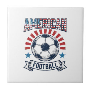 American Football Vintage Soccer Ball Shirt Design Ceramic Tile