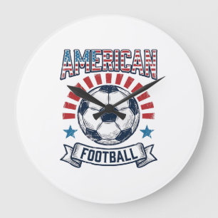 American Football Vintage Soccer Ball Shirt Design Large Clock