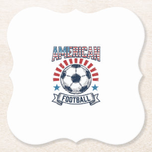 American Football Vintage Soccer Ball Shirt Design Paper Coaster