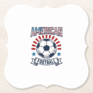 American Football Vintage Soccer Ball Shirt Design Paper Coaster