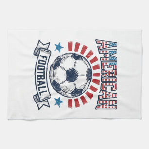 American Football Vintage Soccer Ball Shirt Design Tea Towel