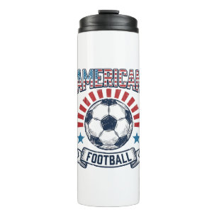 American Football Vintage Soccer Ball Shirt Design Thermal Tumbler