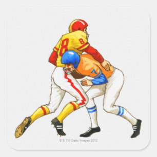 American footballer blocking an opponent square sticker