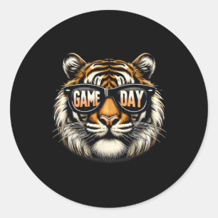 American Footbyll Game Day Thanksgiving Tiger Cool Classic Round Sticker
