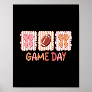 American Footll Game Day Thanksgiving Coquette Bow Poster
