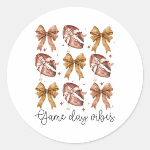 American Footll Game Day Vibes Coquette Bow Footll Classic Round Sticker