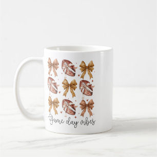 American Footll Game Day Vibes Coquette Bow Footll Coffee Mug