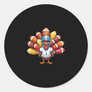 American Footll Player Turkey Thanksgiving Day Men Classic Round Sticker