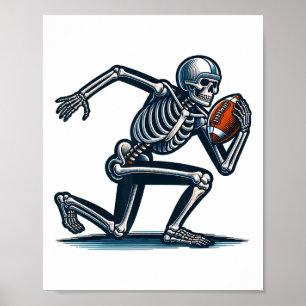 American Footll Skeleton Boys Men Footll Fan Hallo Poster
