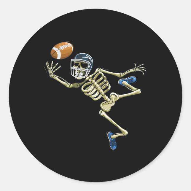 American Footll Skeleton Halloween Men Boys Footll Classic Round Sticker (Front)