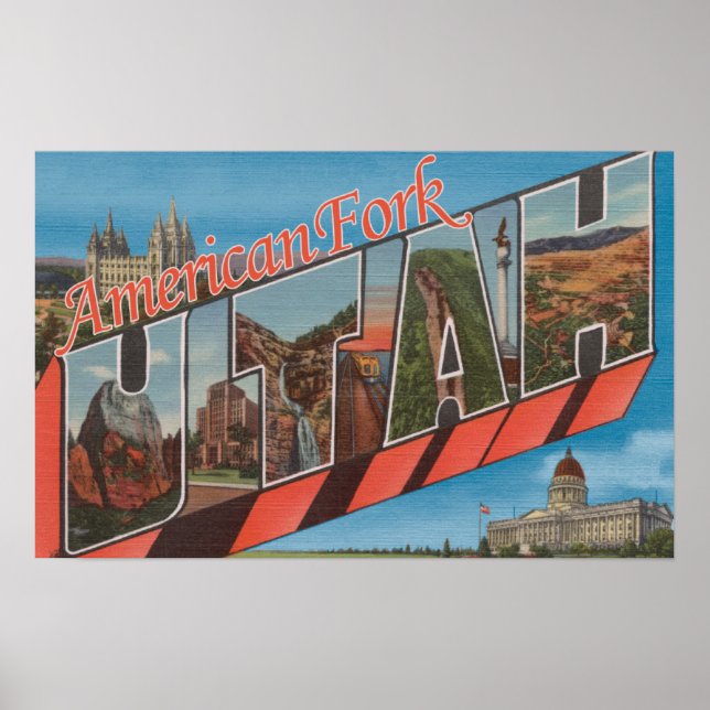 American Fork, Utah - Large Letter Scenes Poster (Front)