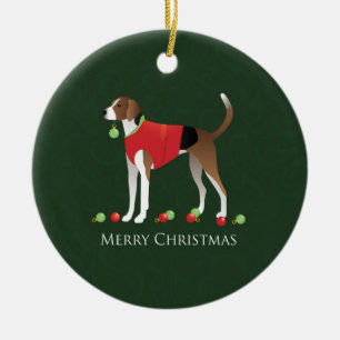 American Foxhound Christmas Ceramic Ornament