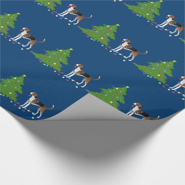American Foxhound Christmas Design Wrapping Paper (Corner)