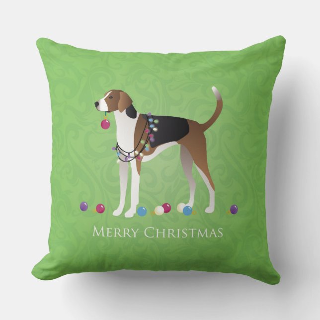 American Foxhound Christmas - Feliz Naughty Dog Cushion (Front)