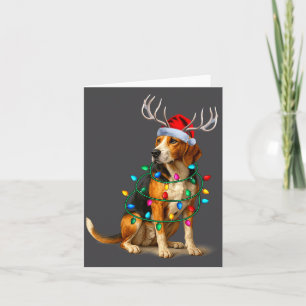 American Foxhound Christmas Lights Santa Hat Reind Card