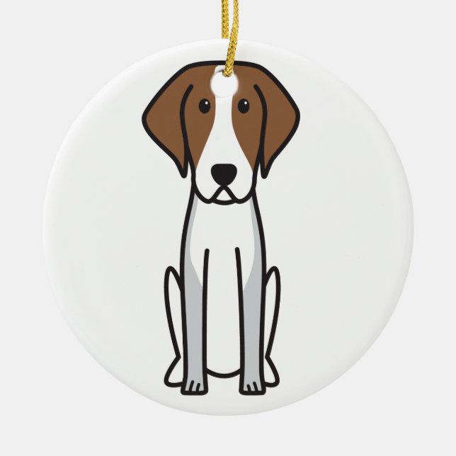 American Foxhound Dog Cartoon Ceramic Tree Decoration (Front)
