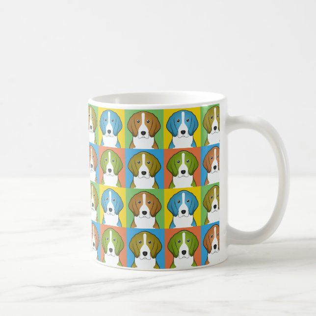 American Foxhound Dog Cartoon Pop-Art Coffee Mug (Right)